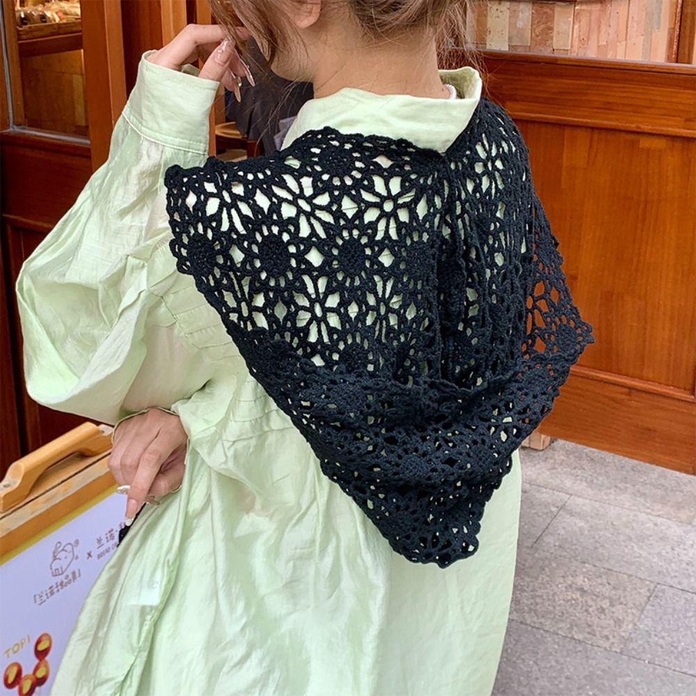 White Lace Scarf Flower Blouse Shoulders Fake Collar Simple Hooded Scarves  Female