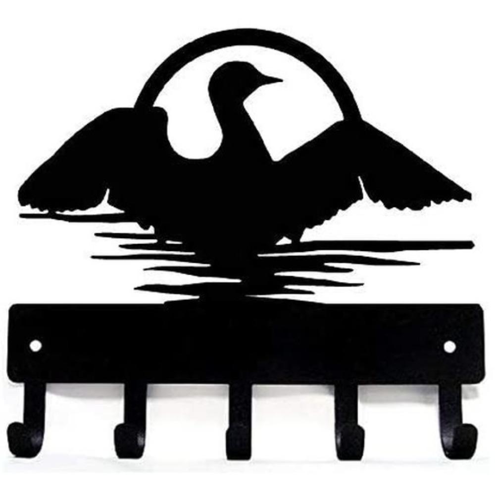 

Decorative Water Bird Key Rack 6 Inch and 9 Inch Metal Wall Hook Rustic Entryway Organizer чёрный
