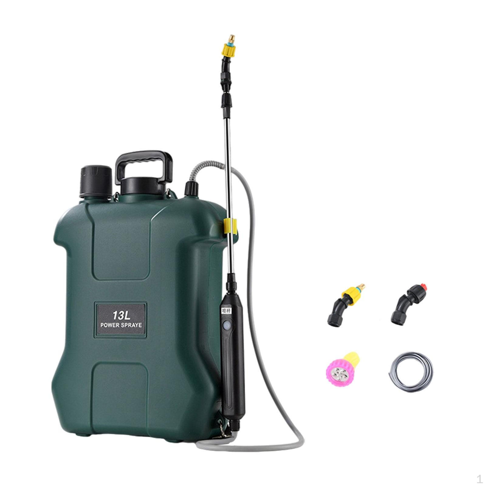 

Backpack Sprayer with Adjustable Rod and 3 Nozzles for Outdoor Use 13L Green