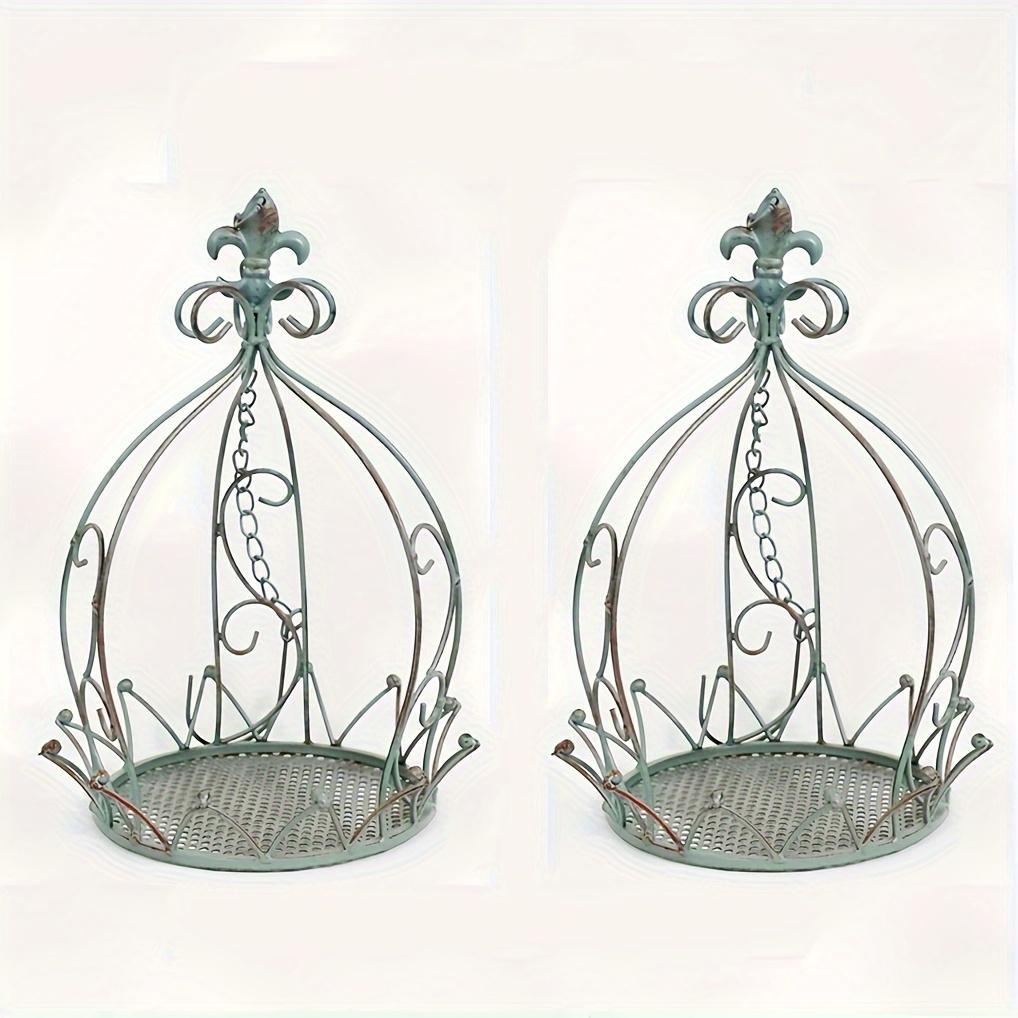 Vintage Iron Hanging Baskets, Crown Design for Indoor/Outdoor Garden & Patio Decor.