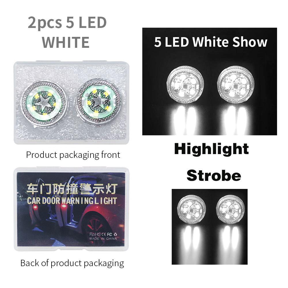2pcs 5 LEDs Car Door Decorate Light Magnet Induction Openning Door Warning Lamp Safety Indication Anti-Collision Signal Light