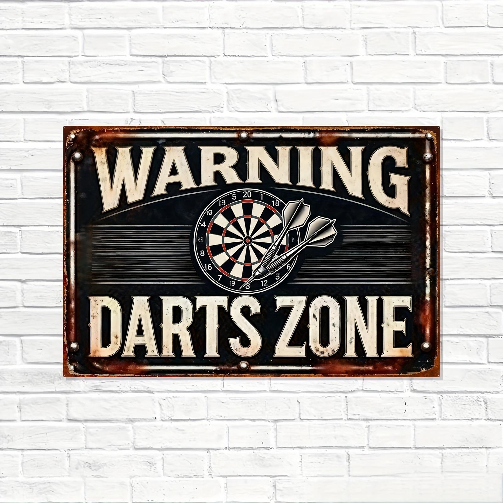 

HD Tin Sign Vintage Darts Zone Wall Decor Retro Warning Dartboard Game Art Metal Poster for Bar Game Room Man Cave Decor 20x30cm（7.8x11.8inch）