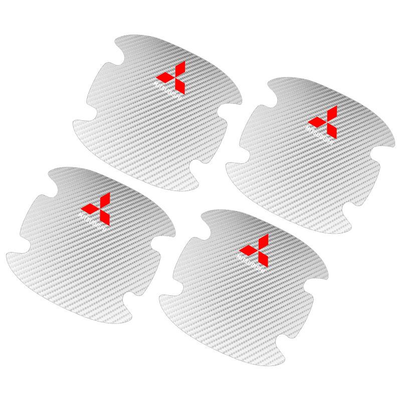 

4PCS Car Door Handle Protection Sticker Emblem Car Styling For Mitsubishi ASX Lancer Pajero Outlander L200 EVO Lancer EX Pajero срібний