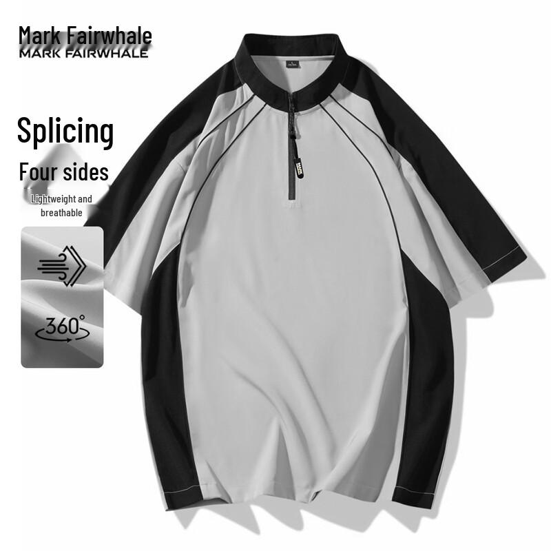 

MARK FAIRWHALE Men s Quick-Dry Half-Zip Stand-Collar T-Shirt XL