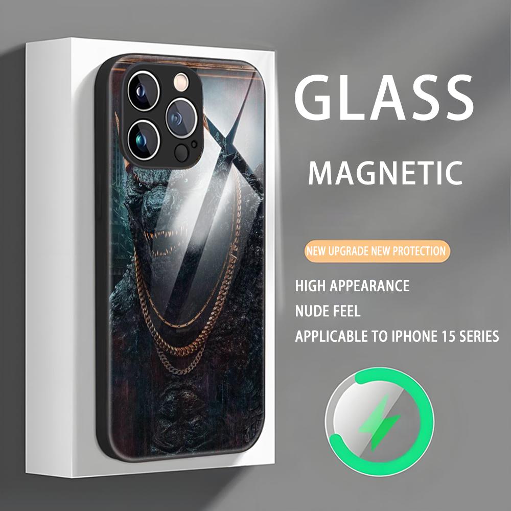 Anime G-GodzillaS Monsters Phone Case For iPhone 16 15 14 13 12 11 X XR XS 8 Plus Mini Pro Max Glass Magnetic Phone Case