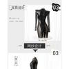 European and American Cosplay Party Women's Clothing Nightclub Models, Splicing Mesh See-through Long-sleeved Sexy Tight Black Onesie
