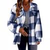 Damen Herbst und Winter mit Taschen Plaid Lammwolle Jacke Knopf Plüsch Jacke