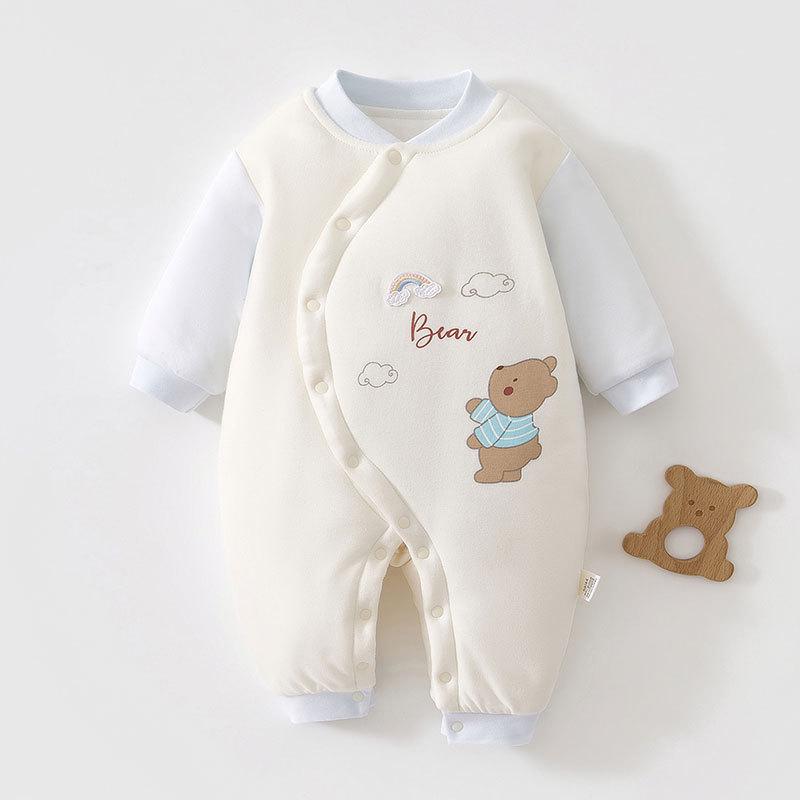 Winter-Ready Baby Bodysuit: 120g Thick Cotton Padded Romper, Pure Cotton Crawling Suit