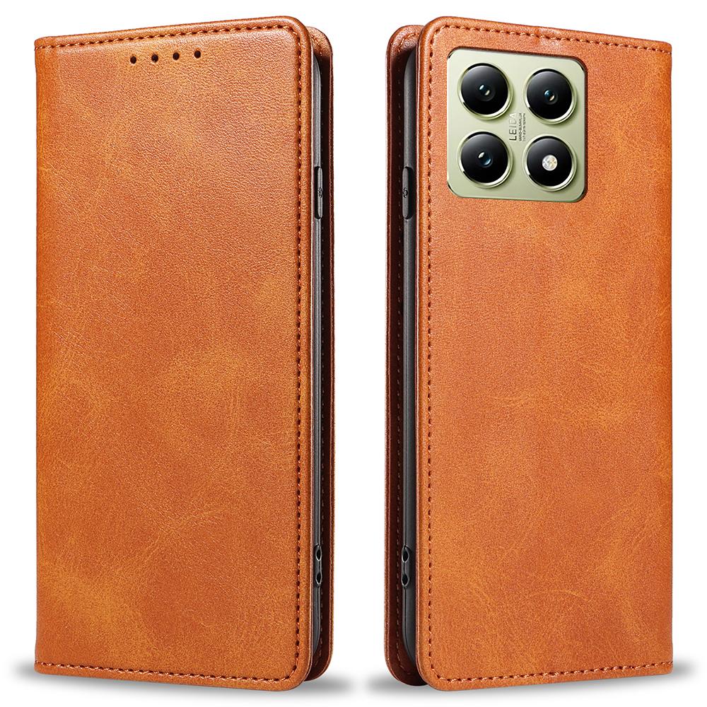 For Xiaomi 14T Case Strong Magnetic PU Leather Phone Cover Calf Texture