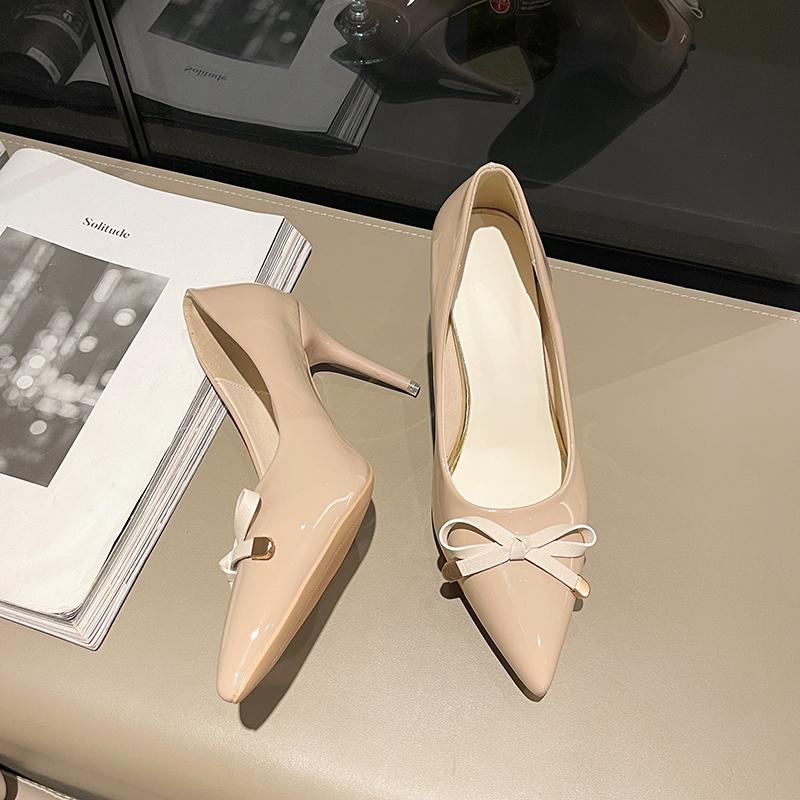 

Модная обувь на высоком каблуке Женская Весна Лето 2024 Туфли-лодочки Шпилька Элегантная Бабочка Fashioon Милая Острый носок Женская Роскошная Платье Вечеринка 35 абрикосовый