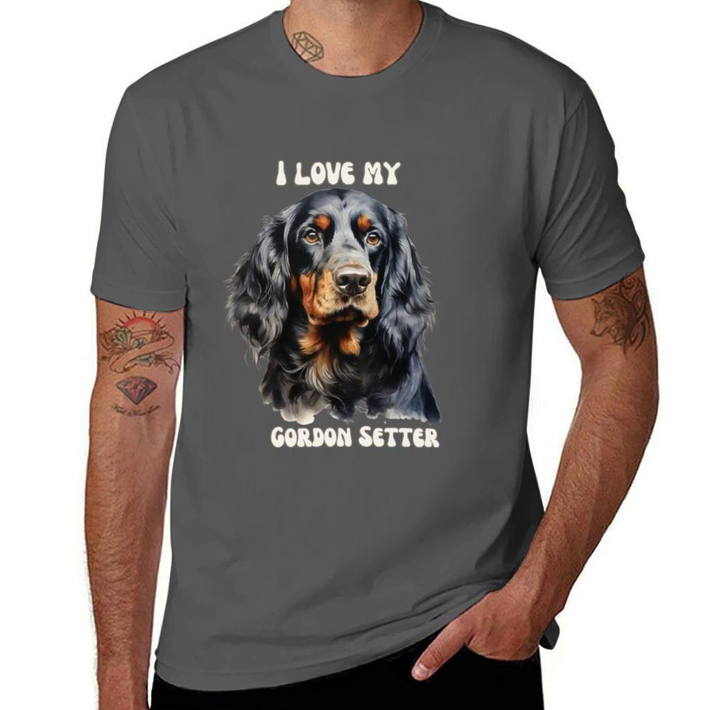 I Love My Gordon Setter TShirt Work Utility Casual Tee Shirt