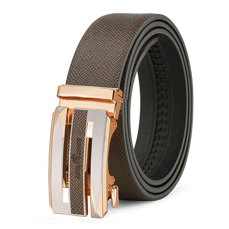 Men'S New Leather Belt, Middle-Aged And Young Fashion Business Cowhide Automatic Buckle Belt, Casual Simple Jeans Belt