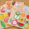 Wooden Jigsaw Magnetic Fruit And Vegetable Cutter Suit Kids Jigsaw Panel Wooden Mini Kitchen Toy