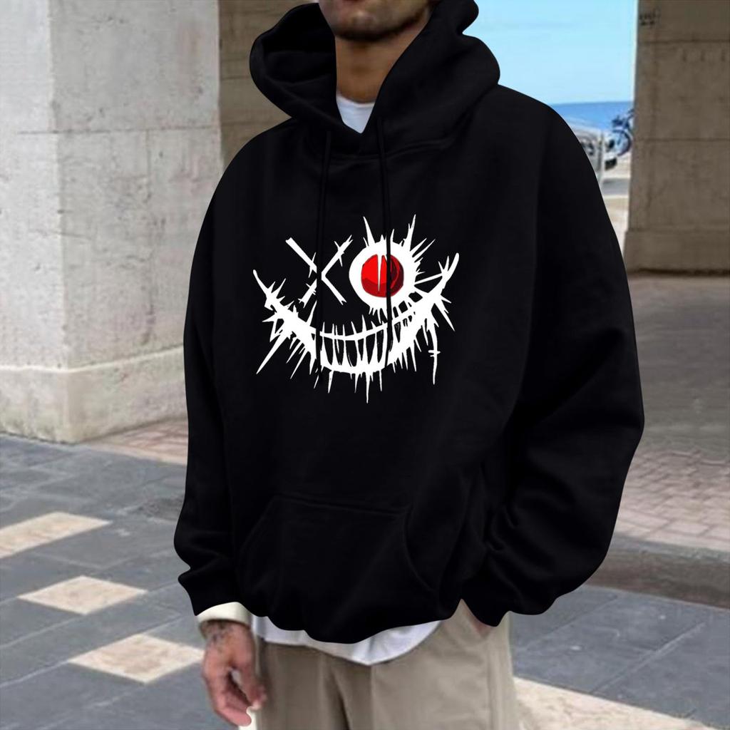 Unisex Casual Fashion Top With Drawstring Hoodie And Printed Sweatshirt