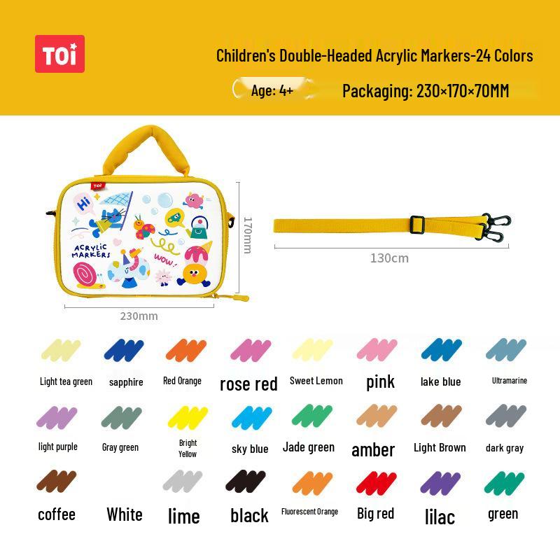 

**Набор акриловых маркеров TOI 24 цвета, двухсторонние, непрозрачные, для детского рисования**