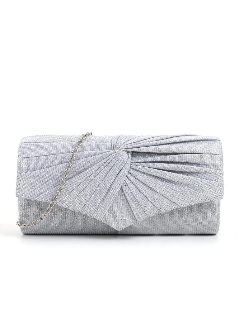 Pleated Ruffle Women's Crossbody Evening Clutch Handbag with Chain