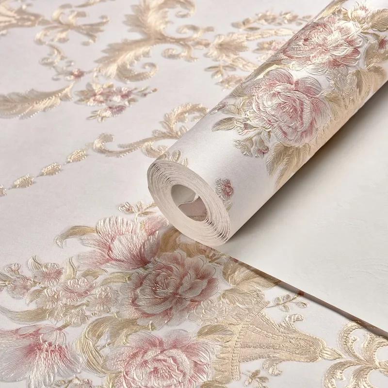 Self-adhesive European Wallpaper 3D Three-dimensional Finely Pressed Non-woven Fabric Thickened Living Room Background Wall