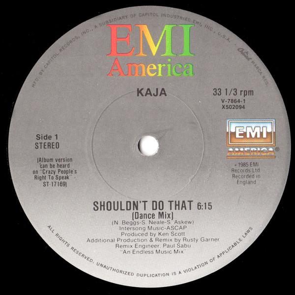 

12inch Record KAJA Shouldnt Do That V7864 1985 US Pop Used