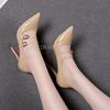 2025 Women's Shoes New patent leather pointed high-heeled shoes Size 34-46 belt buckle Caligae buckle shoes