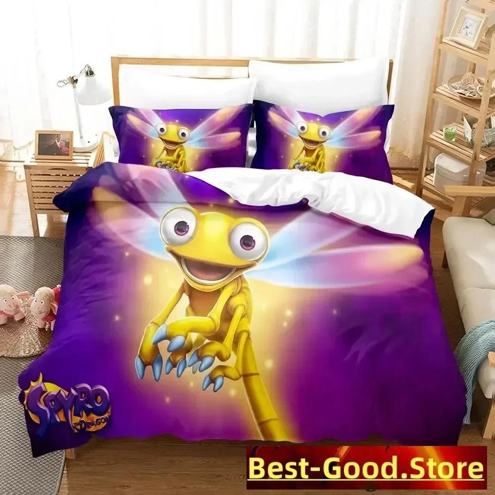 Set Biancheria da Letto Spyro Reignited Trilogy Copripiumino Lenzuolo Set Letto Stampato Federa Letto Matrimoniale Queen King Size Piumone Camera da Letto