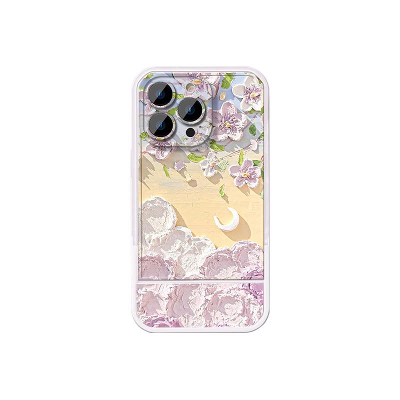 Oil Painting Flower Sea Suitable for Iphone16 IPhone Case 15 Invisible Bracket 14 Soft Silicone 13promax Huawei