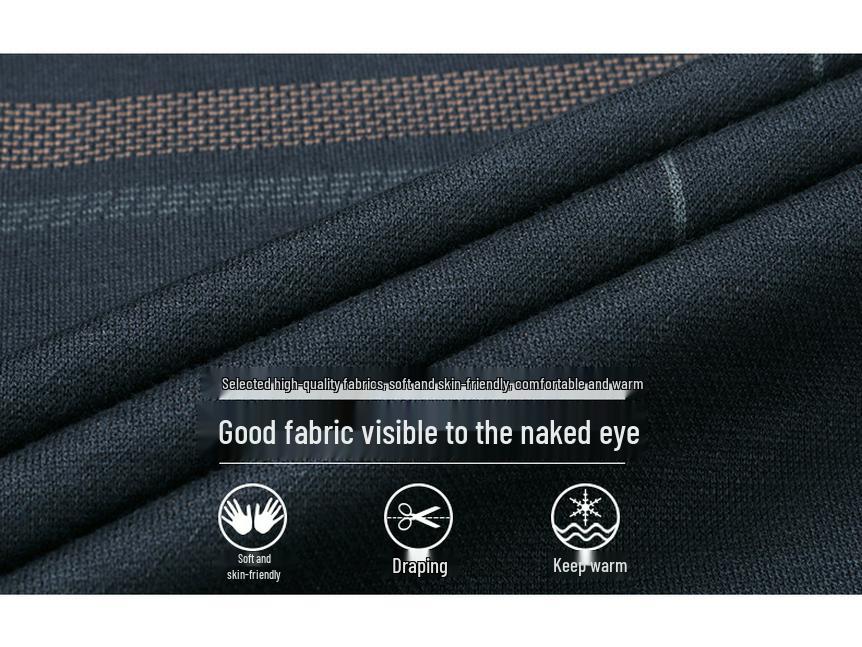 Gestreifter Winterpullover für Herren mit Fleecefutter - Rundhalsausschnitt, Dick & Warm, Gestrickte Basis