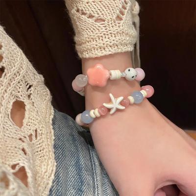 Macaron Color Starfish Ceramic Little Elephant Handmade Beaded Bracelet Sweet Versatile Bracelet For Women