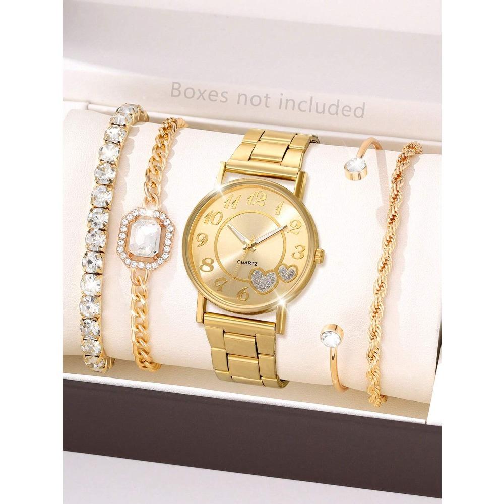 Relógio Facial Romano Pulseira de Aço Inoxidável para Mulheres Conjunto de Acessórios para Relógio de Quartzo Relógio Versátil de Liga para Estudante