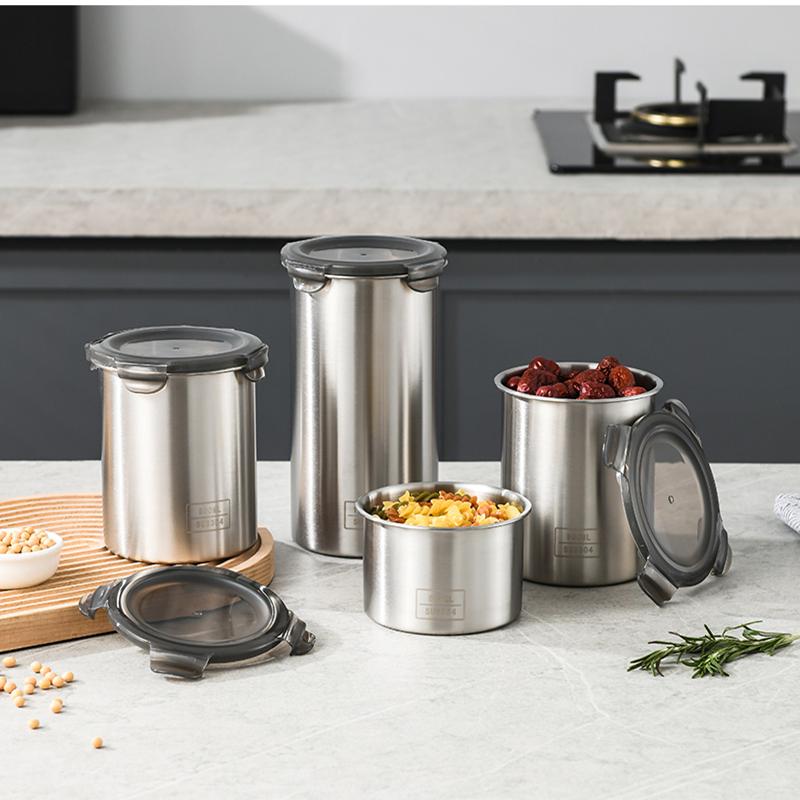 

Герметичная коробка для пищевых продуктов, герметичная банка для хранения из нержавеющей стали 304, коробка для хранения нескольких зерен, банка для хранения специй, кофе, резервуар для хранения свежести