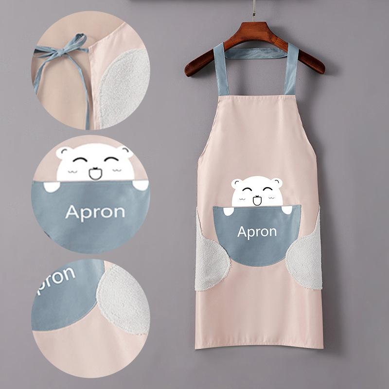 Kitchen Household Apron Anti-Fouling Hand-Wipeable Apron Stain-Resistant High-Looking Dining Apron Oil-Proof