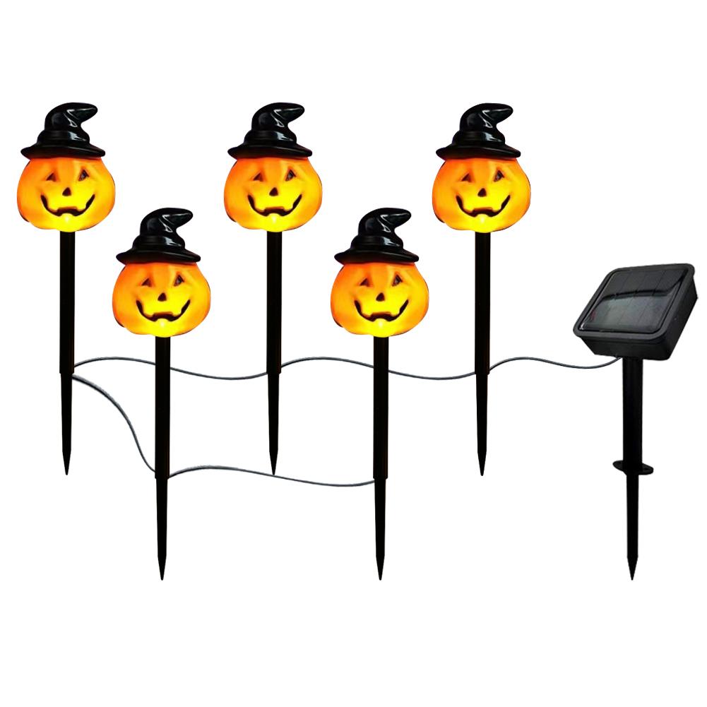 

5 Pack Outdoor Halloween Pumpkin Lights Waterproof Halloween Pumpkin Pathway Stake Lights Halloween Party Decor Walkway Lights