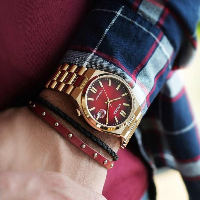 [Citizen] Tsuyosa Automatic Sapphire Glass Red Dial Gold Watch NJ0153-82X, Red, Bracelet