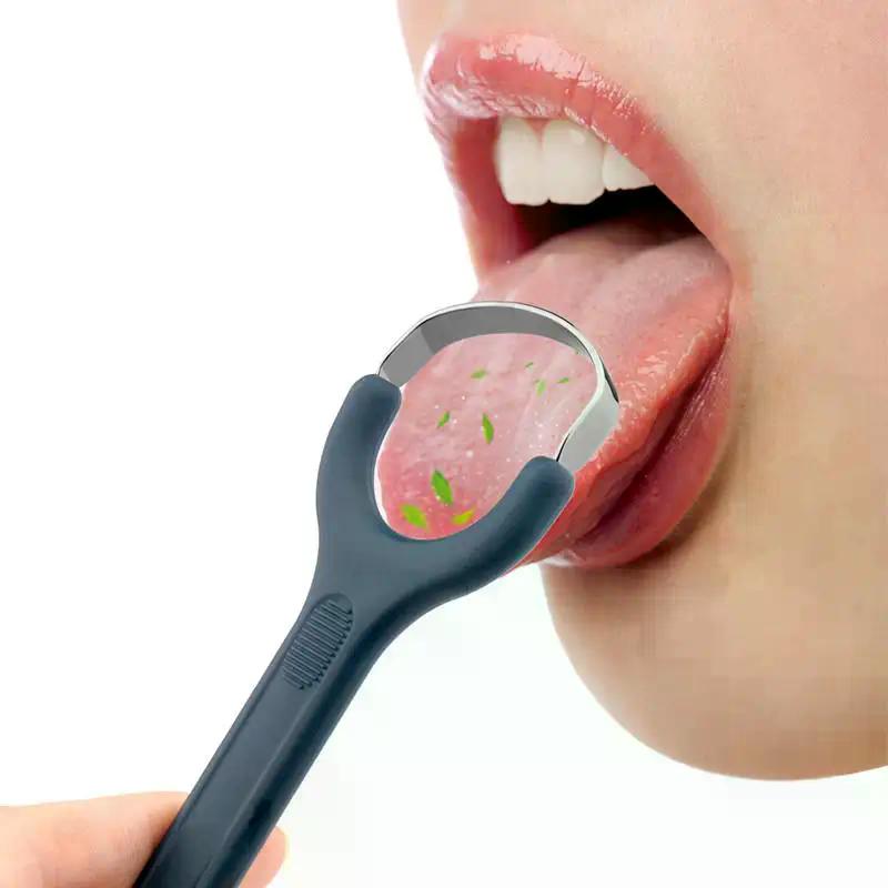Stainless Steel Tongue Scraper Set For Adult Ergonomic Metal Tongue Cleaner Oral Brush U-Shape Easy To Clean Reduce Bad Breath