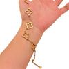 Gold Stainless Steel Bracelet Set with Nail and Clover Design - European and American Style Bangles