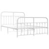 Metal Bed Frame with Headboard and Footboard White 135 X 190 Cm