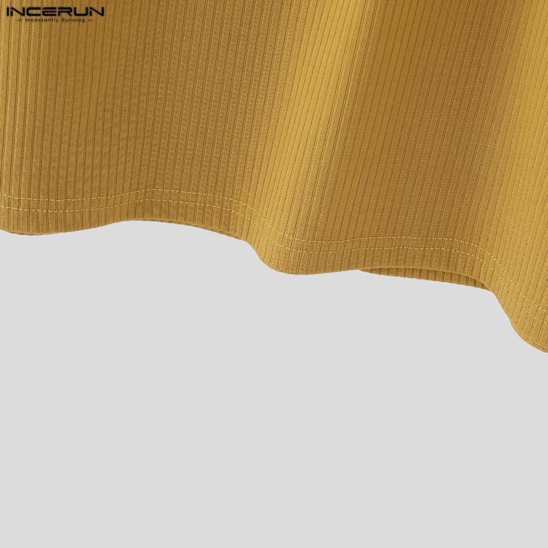 INCERUN Autumn Men Stand Collar Long Sleeve Zip-up Rib Knitted Pullovers Tops