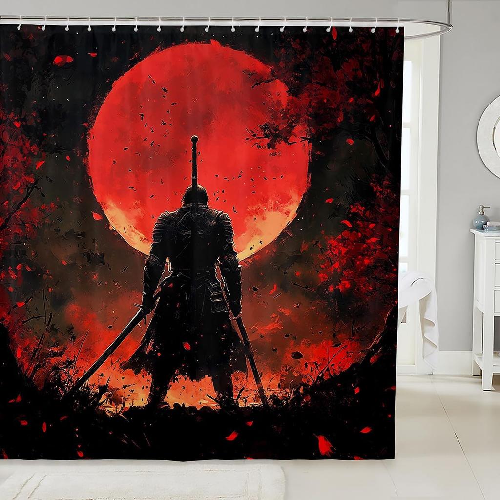 Boys Girls Japan Style Shower Curtain Japanese Geisha Bath Curtain Cherry Blossoms Bathroom Accessories Kids Teens