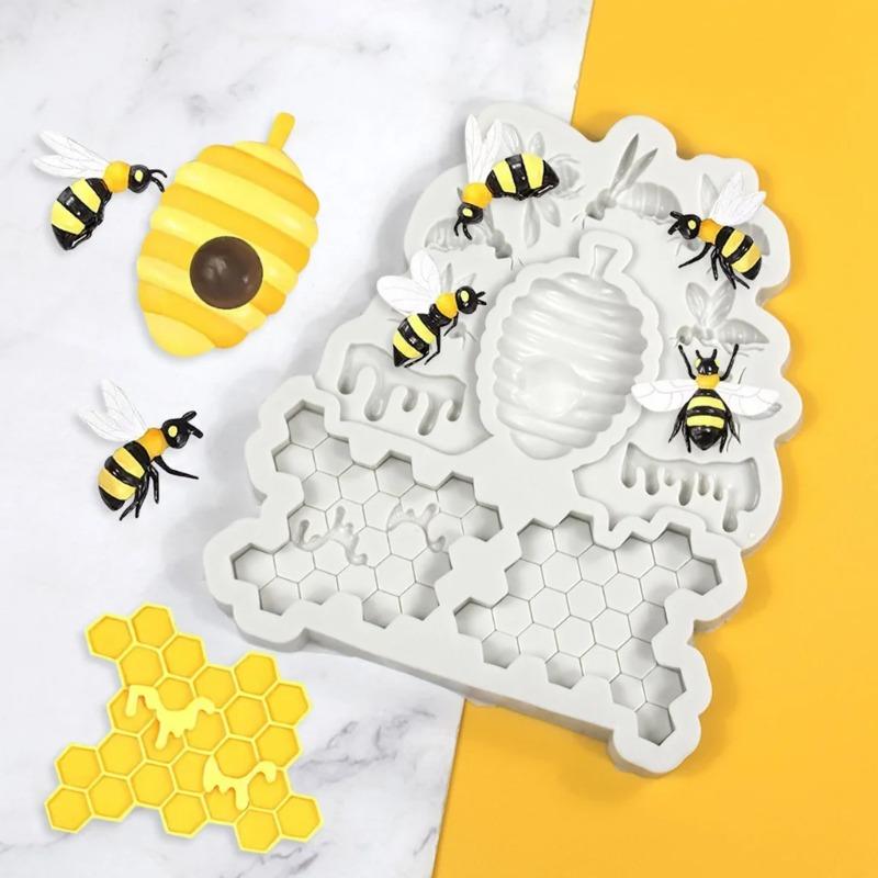Bee Honeycomb Silicone Mold for Resin Soap Candle Making Non-Stick Flexible Mold for Baking Chocolate Dessert Decoration