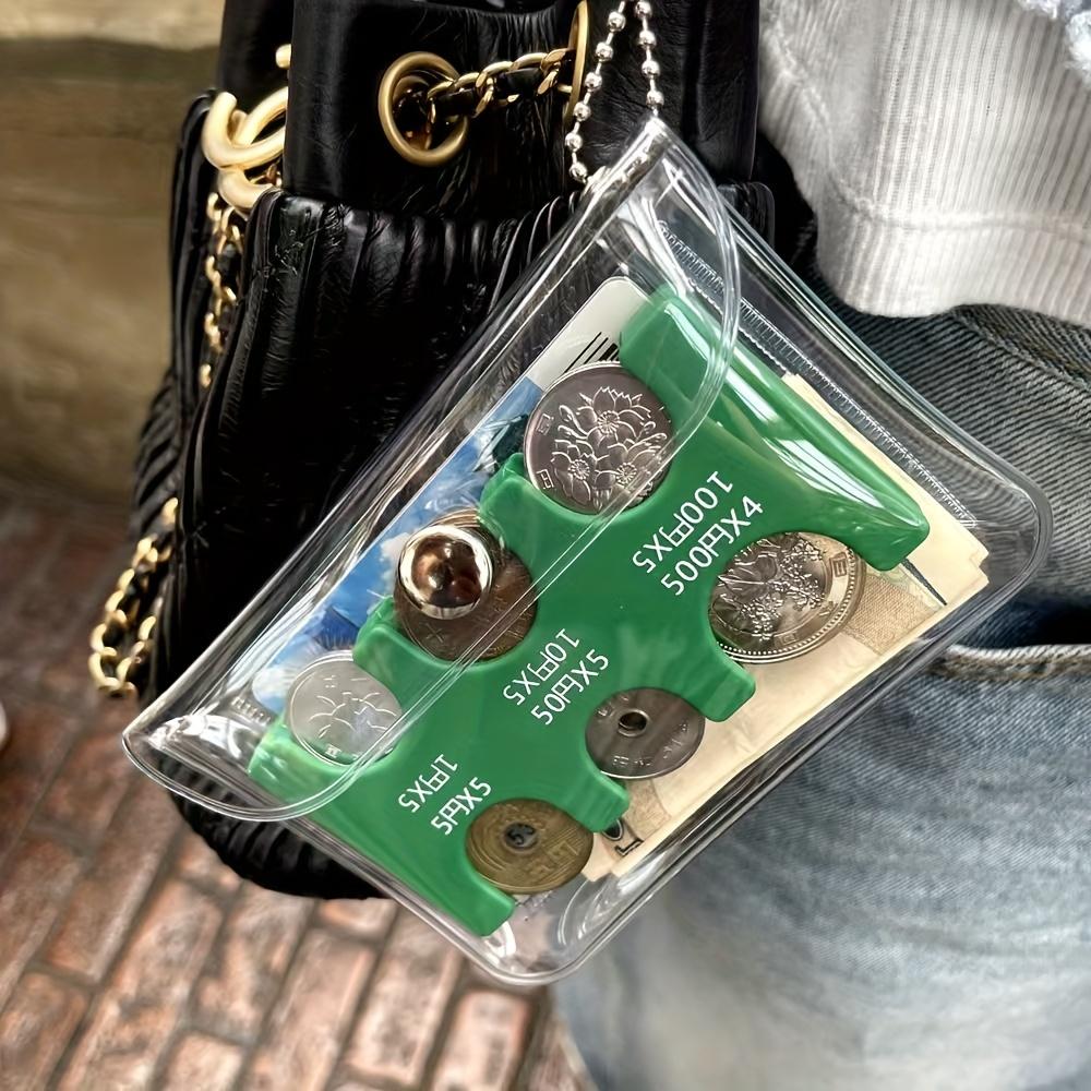 Portable Multi-Slot Plastic Coin Holder Mini Money Organizer for Japanese Korean Coins Storage & Cash Management