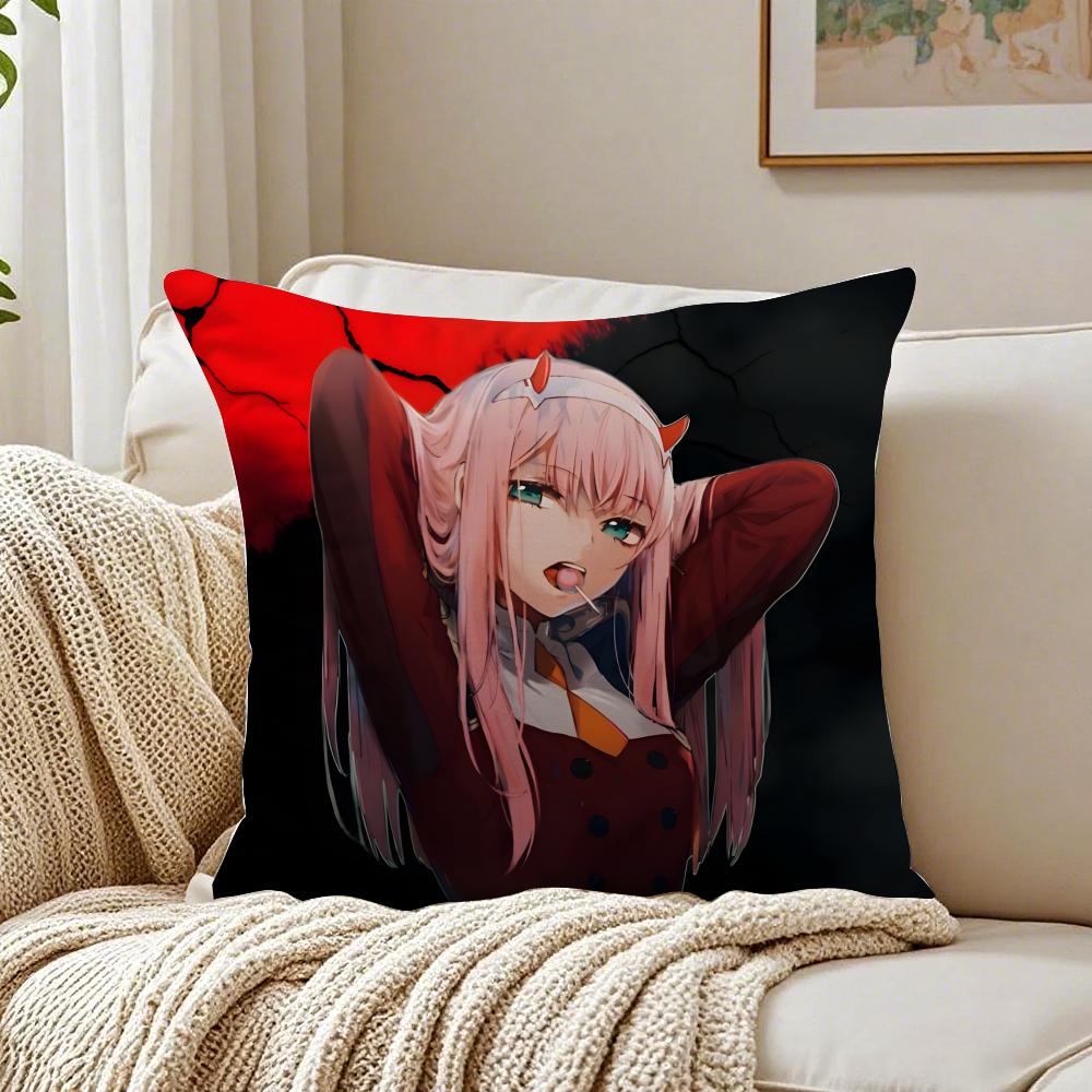 Anime Mecha 02 zero two DDARLING in the FFRANXX Cushion Cover Pillowcase Antidustmite living Room Sofa Decor Cushion Room
