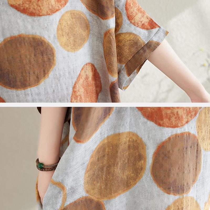 Rochie boemă cu imprimeu retro cu decolteu în V, mărime mare, modă nouă, versatilă, leagăn literar, rochie lungă femei