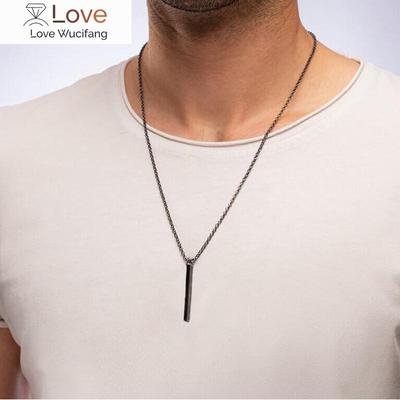 Colier cu pandantiv dreptunghiular negru bărbați la modă, simplu, din oțel inoxidabil, colier pentru bărbați Collana Kolye Bijoux Guler Collier Homme