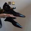 Fashion New Amber Mary Jane High Heels, Women'S One-Button Wedge Heels, Square-Toed Small Leather Shoes, High-Heeled Small Single Shoes