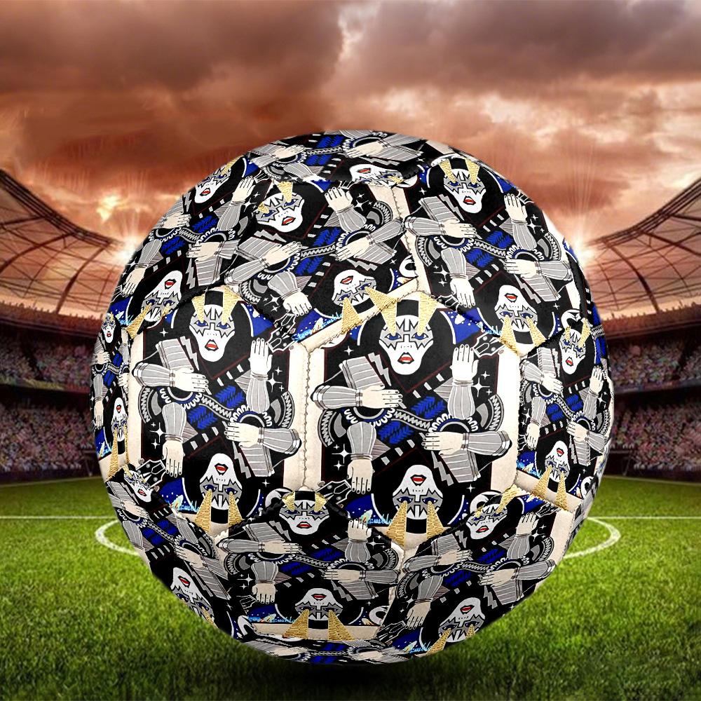 Kiss Rock and Roll Print Size 5 Soccer Ball, Standard Match Football for Sports Game and Team Practice, Ideal Gift for Soccer Fans