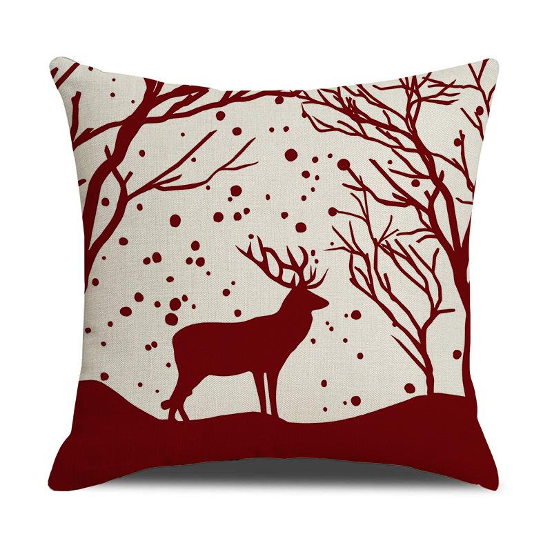 Christmas Pillow Case Elk Print Sofa Cushion Home Bedside Cushion Pillow Case