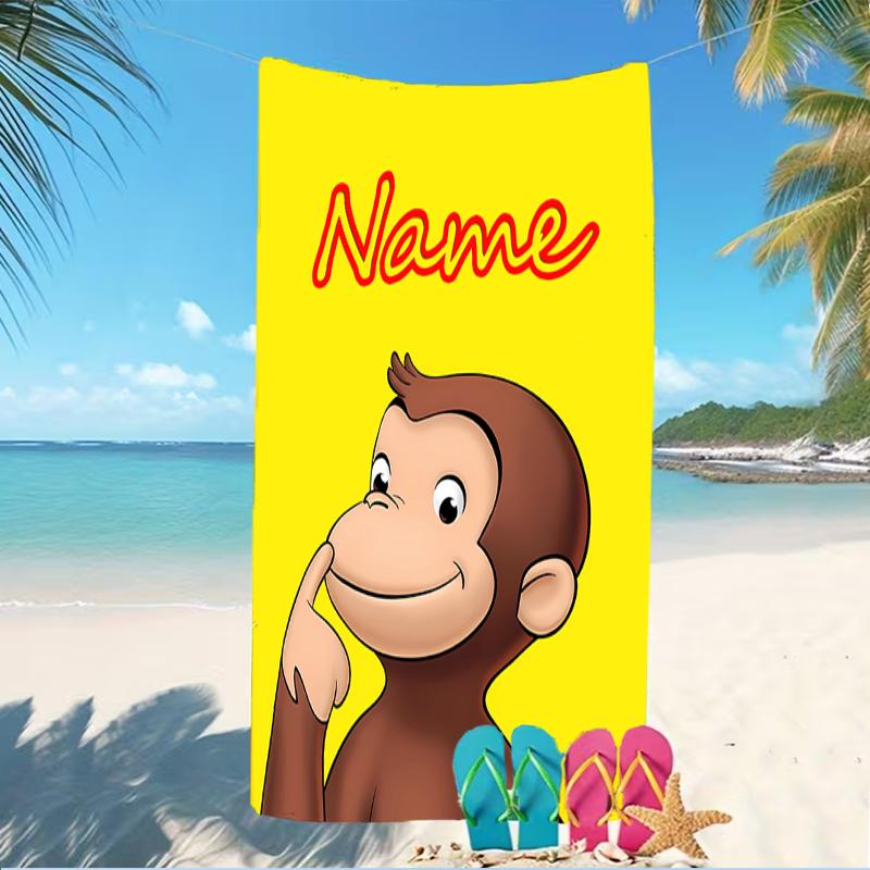 Customizable personalized beach towels Curious George themed designs.Suitable for the beach, yoga, sports;ideal as beach accessories