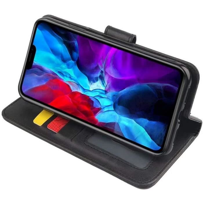 Coque Rabat pour iPhone 12 Pro Max (6,7"), Premium Protection 360° Intégrale Emplacement Carte - Noir