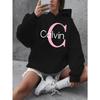 Calvin Graphic Hoodie Women's Plus Size "Calvin" Graphic Hoodie - Casual Long Sleeve Pullover with Pockets Y2k Clothes