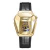HOURSLY 6617 Fashion Men's Watches Motorcycle Cool Waterproof Sport Wristwatch Quartz Stainless Steel Belt Watch Gold Band Clock