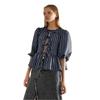 Glamorous Womens/Ladies Striped Polyester Front Tie Puff Sleeve Top